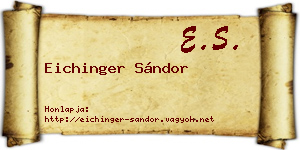 Eichinger Sándor névjegykártya